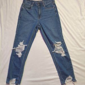 American eagle distressed high waisted mom jeans